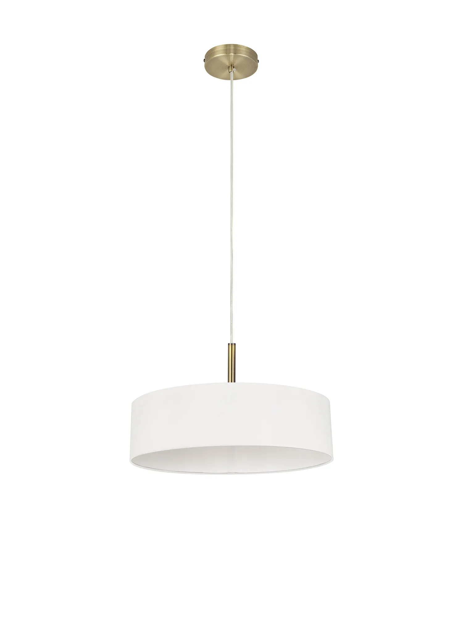 Baymont 45cm 5 Light Pendant Antique Brass, White DK0751  Deco Baymont AB WH
